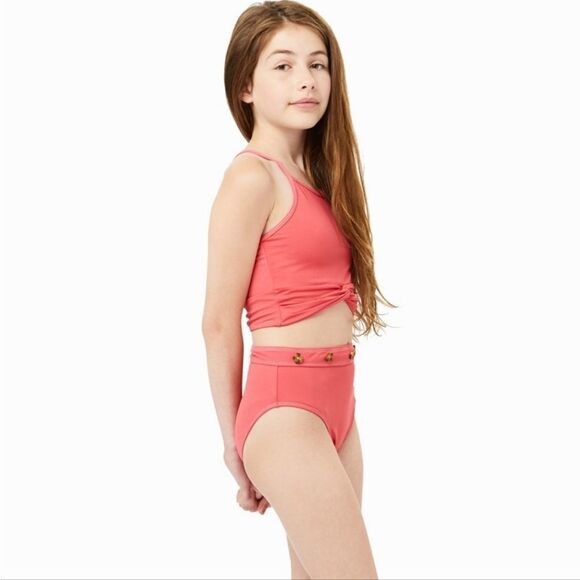 New Habitual Girl Contrast Stitch Two Piece Swim Suit Size 16 - Picture 1 of 9
